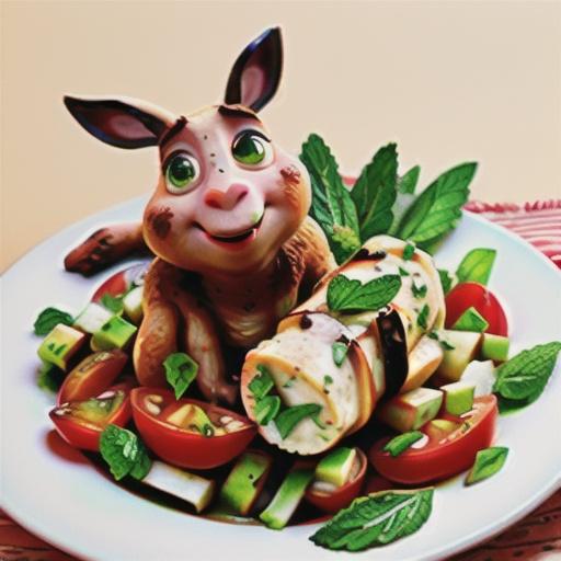 Lamb cutlets with mint dressing and tomato salad