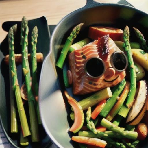 Bourbon-Glazed Salmon and Baked Asparagus