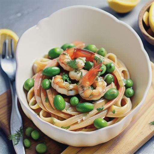 Prawn, lemon and broad bean fettuccine