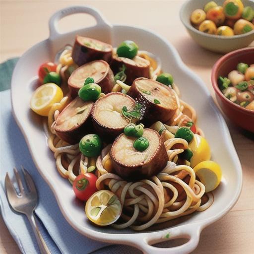 Slow-cooked lemon lamb with tomato and fetta spaghetti