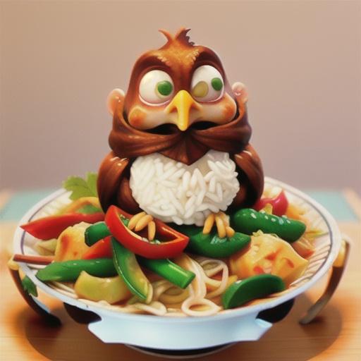 Thai style chicken and rice noodle stir-fry