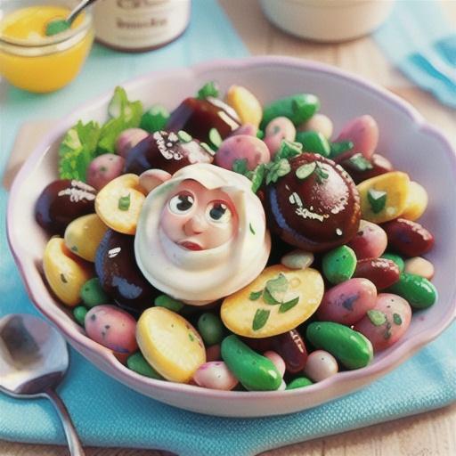 Yoghurt coated lamb with mixed bean salad