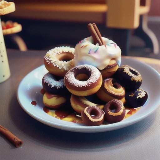 Cinnamon doughnuts with forest fruit compote