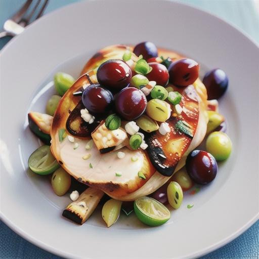 Baked chicken with goat's feta and grapes
