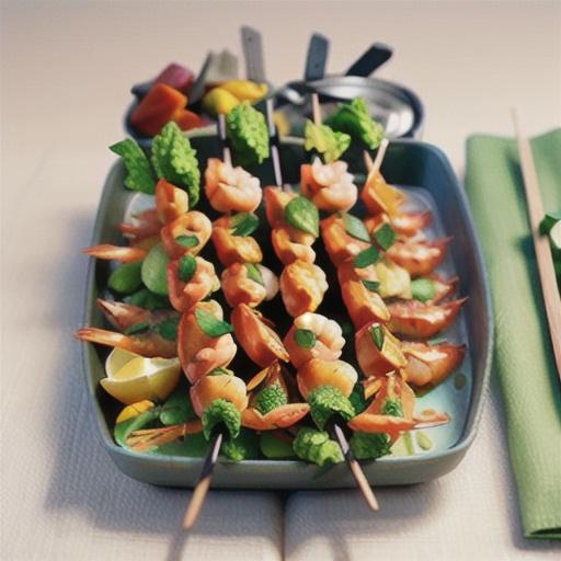 Prawn, mint & lemon skewers
