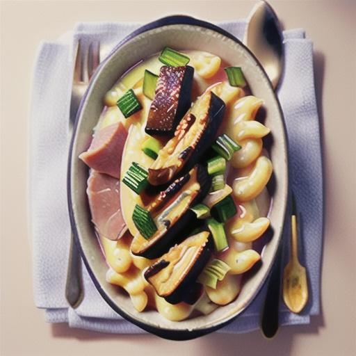 Mac ’n’ cheese with ham, leek and crunchy crumbs