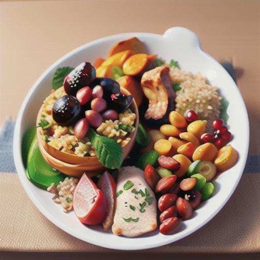 Chicken with jewelled rice and quinoa tabouli