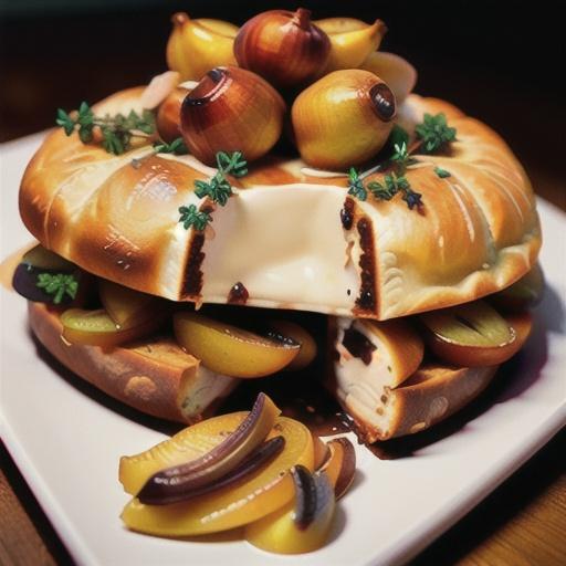 Baked Brie with Caramelized Pears, Shallots and Thyme
