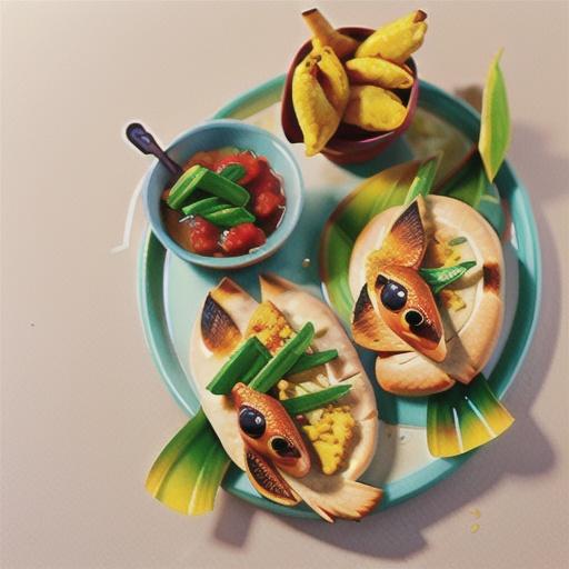 Turmeric fish with flat bread and tomato jam