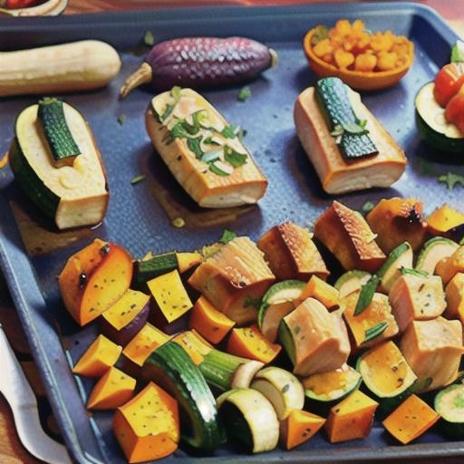 Horseradish Chicken, Butternut Squash, and Zucchini Sheet Pan Dinner