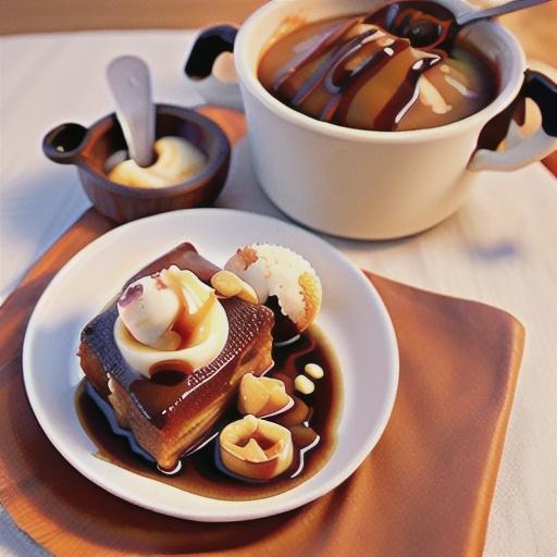 Sticky date self-saucing pudding with ginger caramel sauce