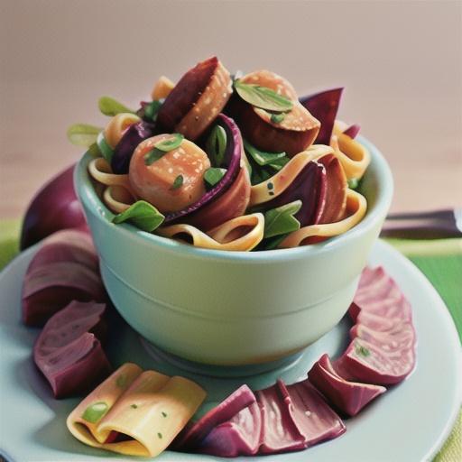 Sausage, radicchio and rocket with rag pasta