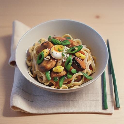 Stir-fried chicken with egg noodles