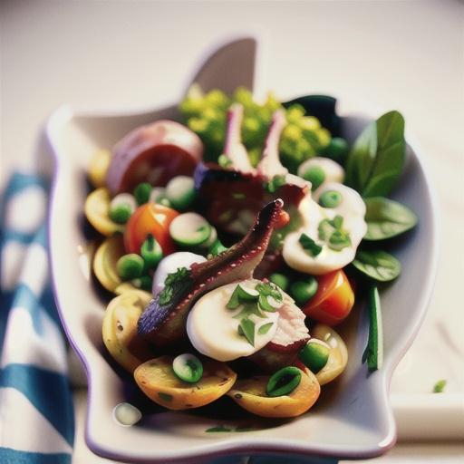Lamb chops with white bean puree and fresh herb salad