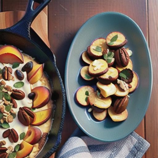 Skillet Peach Crisp with Ginger and Pecans