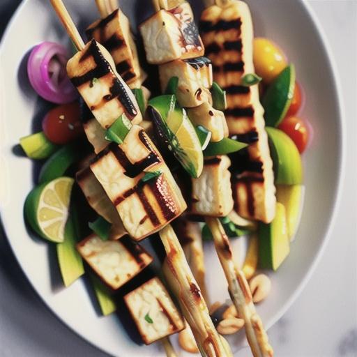 Grilled Tofu Satay (Sate) with Spicy Peanut Sauce