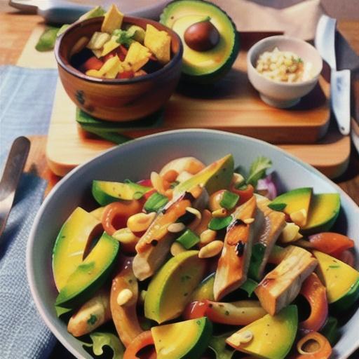 Chilli chicken and avocado salad