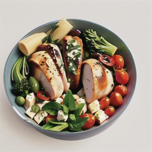 Chicken breasts with feta and rocket