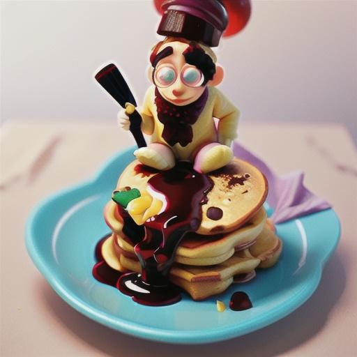 Choc-chip pancakes with nougat ice-cream and raspberry compote