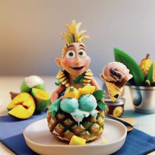 Caramelised pineapple with mango ice-cream