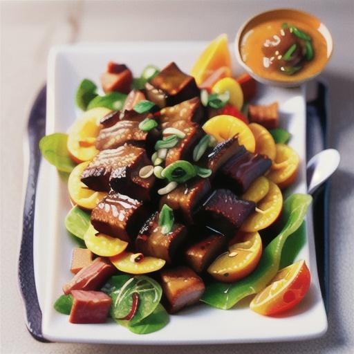 Miso mustard-glazed brisket with caramelised orange and fennel salad