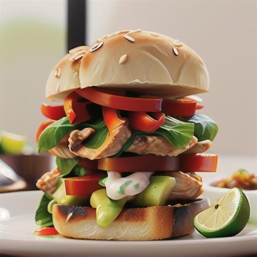 Chilli chicken and lime mayonnaise open sandwich