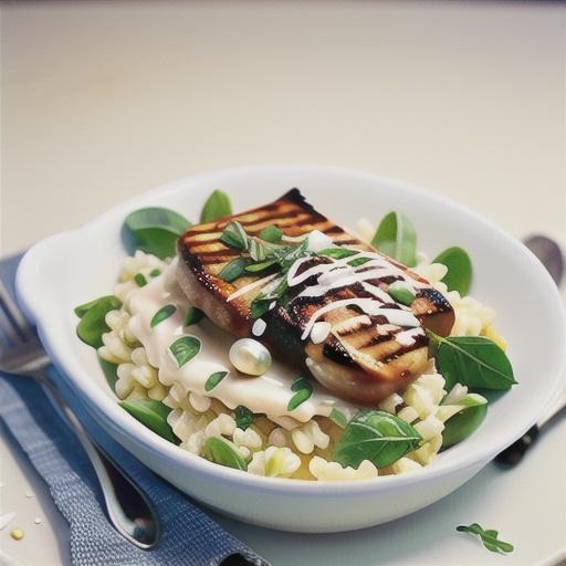 Chargrilled chicken with rocket and lemon pearl barley