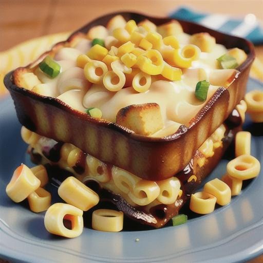 BBQ Macaroni Bake with Cornbread Topping