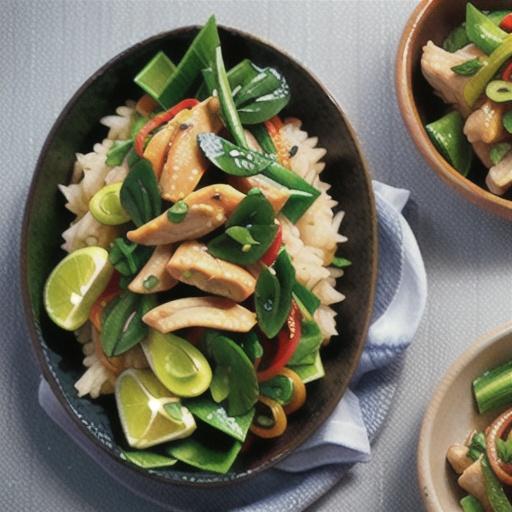 Chinese chicken with warm green dressing