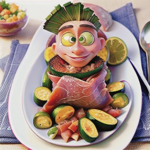 Prosciutto-wrapped trout with cured zucchini salad