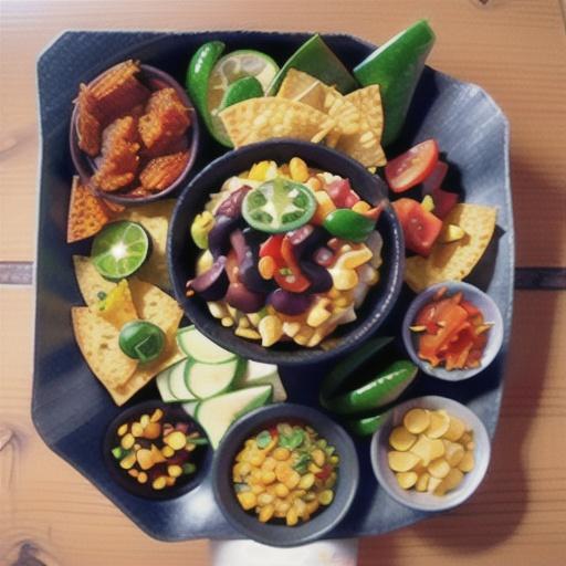 Chilli chicken, lime and corn nachos