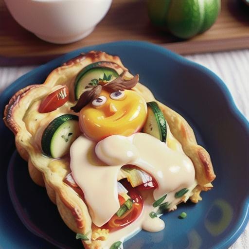 Cheesy Baked Egg Tart with Tarragon, Tomato and Zucchini