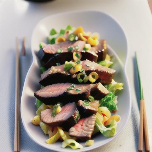Korean-style barbecued steak with cabbage salad