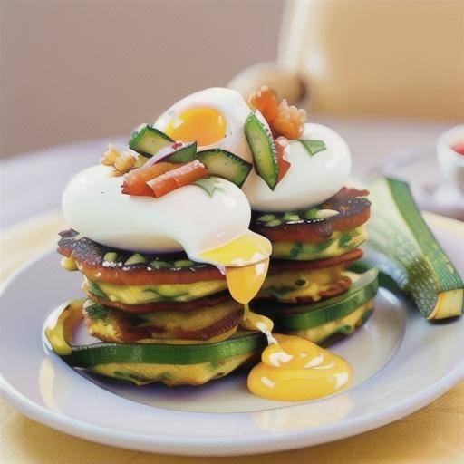 Poached eggs on zucchini fritters