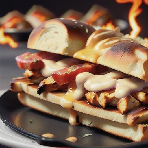 Hot Buffalo Chicken, Bacon, and Cheese Sandwich