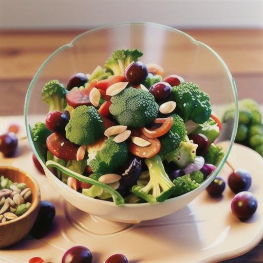 Broccoli Salad with Red Grapes, Bacon, and Sunflower Seeds