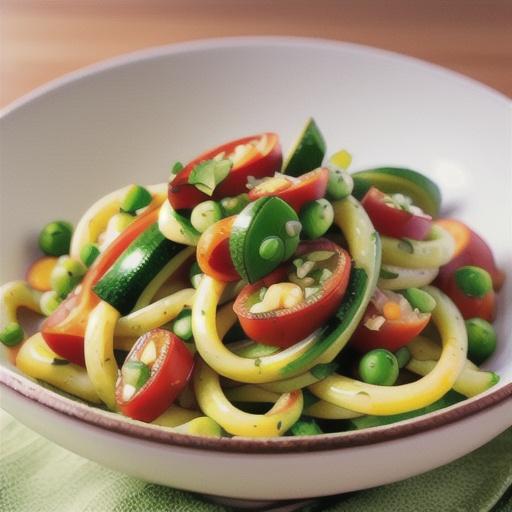 Zucchini & two pea spaghetti