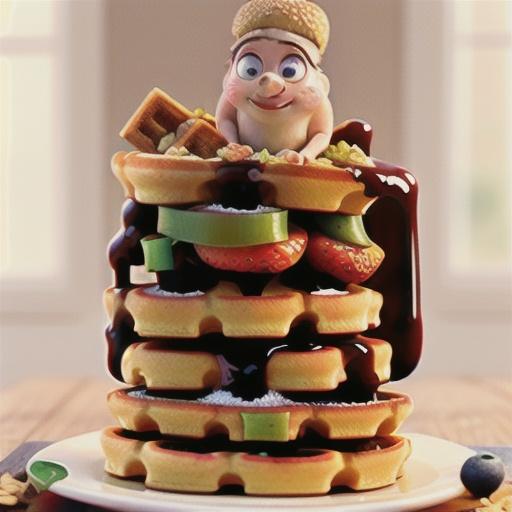 Granola-Whole Wheat Waffles with Double-Berry Sauce