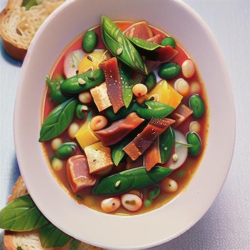 Pancetta and borlotti bean soup with toasts