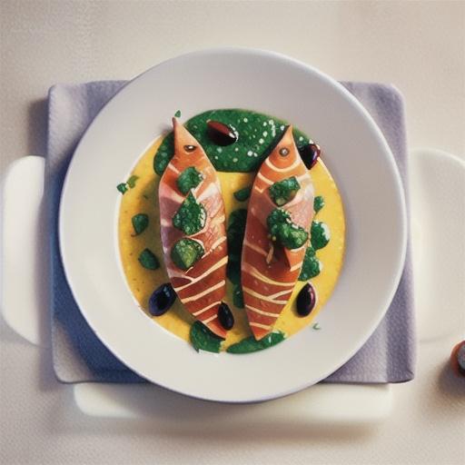 Prosciutto-wrapped ocean trout with roast kumara