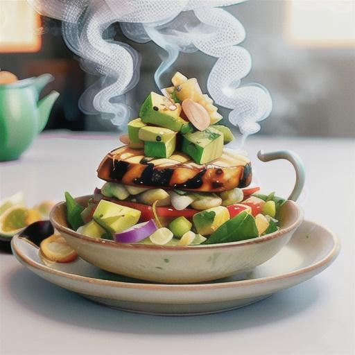Tea-smoked chicken with avocado, iceberg and ginger
