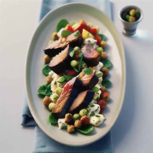 Lamb forequarter chops with chickpeas and spinach