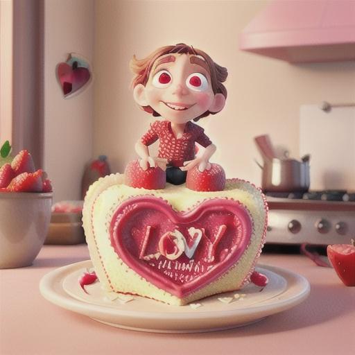 Strawberry love heart sponge cakes
