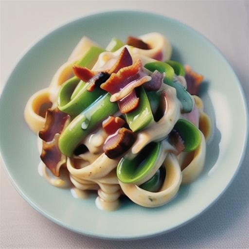 Creamy bacon and mushroom fettuccine