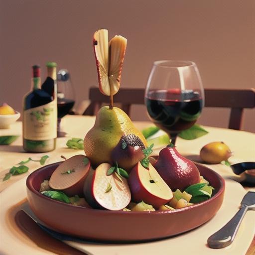 Roast duck with red wine poached pears
