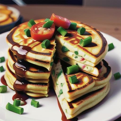 Savory Pancakes with Spring Onion and Chicken