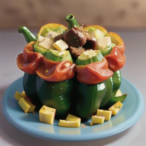 Stuffed Bell Peppers with Beef and Cabbage