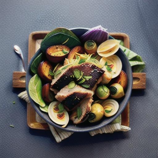 Slow-cooked cumin and fennel pork with sprouts and silverbeet