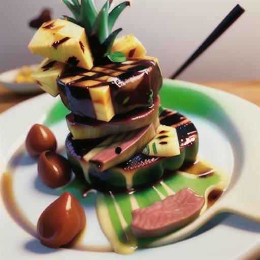 Teriyaki Grilled Beef Tongue with Pineapple