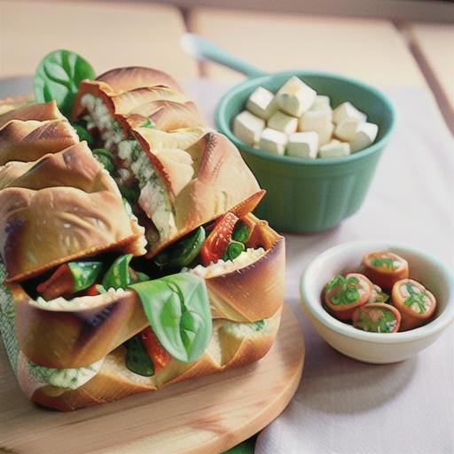 Spinach, feta and semi-dried tomato pull-apart